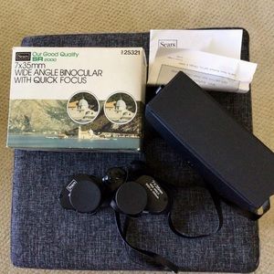 Vintage Sears 7x35mm Wide Angle Binoculars with Carrying Case Model 473.25321